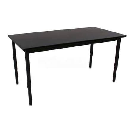 Wisconsin Bench Wisconsin Bench 24" x 60" Lobo Science Table - Phenolic Top - Adjustable Height - Black QSLOB8071-ADJ